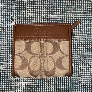 Coach Signature Brown and Tan Wallet